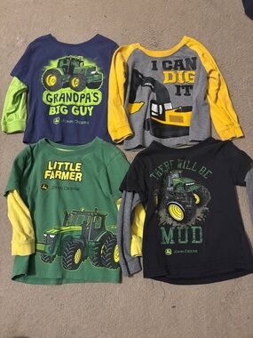 John Deere Kids Long-Sleeve Tractor Tees - Green, Yellow, Gray, Black